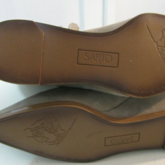 ** Santo Beige Tan Suede Boot 10M 10 NWOT Pointed Toe Zip Up Buckle Wedge Heel - Picture 11 of 13